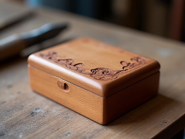 ワークショップで制作された木製の小箱