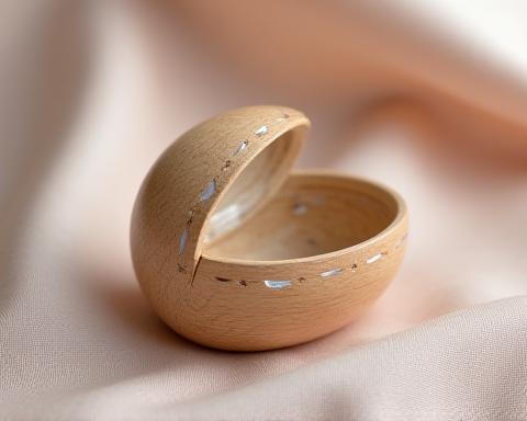貝殻の形をした木製ジュエリーボックス