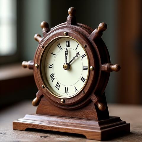 船の舵をモチーフにした置き時計